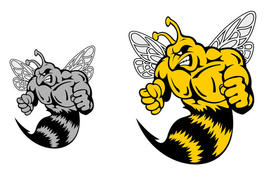 Angry hornet or yellow jacket mascot