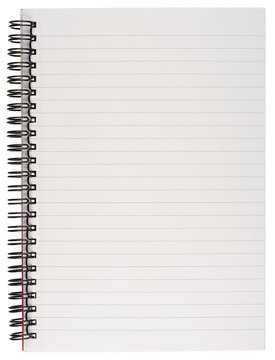 Spiral Bound Lined Notebook Page Isolated on White