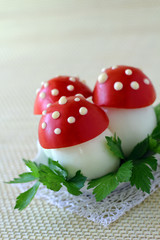 Lettuce and eggs in form mushroom