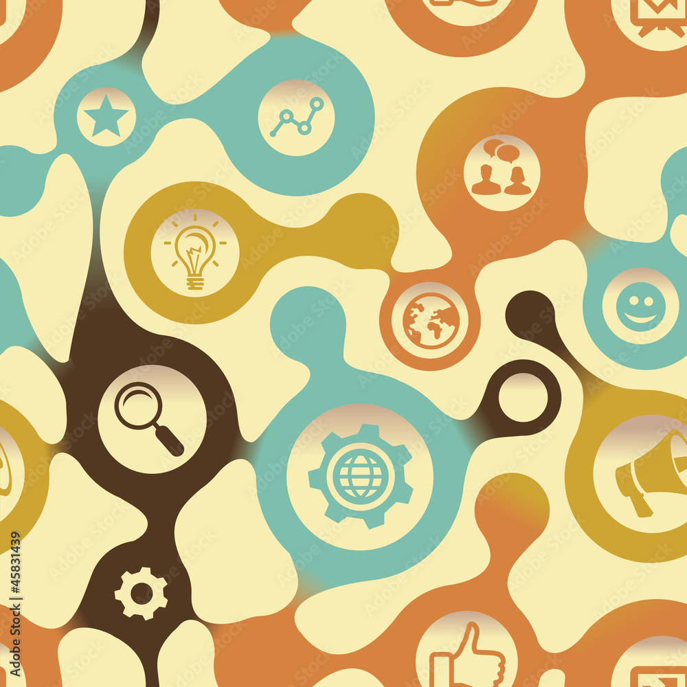 Poster Vector social media pattern with intenet icons
