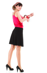 Full length woman in a turban isolated