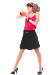 Full length woman in a turban isolated