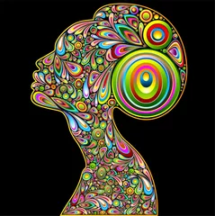Rolgordijnen Vrouw psychedelisch kunstportret © BluedarkArt