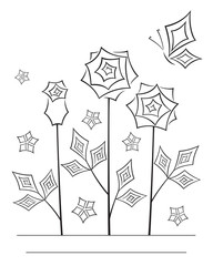 Artistic angular flower line art card