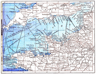 Topographical Map of the English Channel in Manche in Basse-Norm