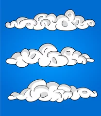 Poster Im Rahmen Cartoon-Vektor-Wolken, blauer Himmel © Vasily Merkushev
