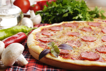 Pizza with mushrooms