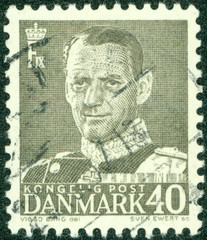 stamp printed in Denmark shows image of King Christian X