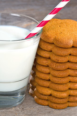 Gingerbread cookies with a glass of milk