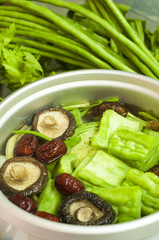 Fresh vegetable soup preparing