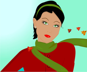 Autumn girl with leaves