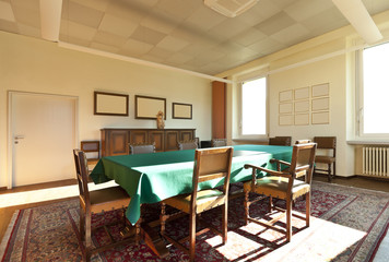 meeting room in the old house, green table