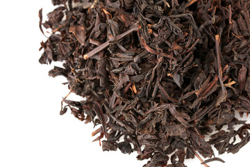 aromatic black dry tea, isolated on white