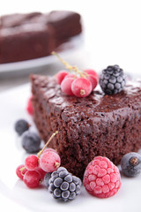 chocolate pie and berries