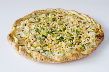 Flammekueche poireaux saumon fumé
