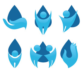 vector collection of clean fresh water and abstract people - obrazy, fototapety, plakaty