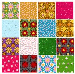 set of bright colorful floral patterns