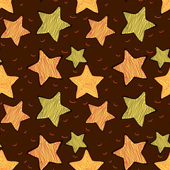 Brown background with the drawn stars