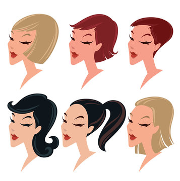 vector collection of different women' hairstyle