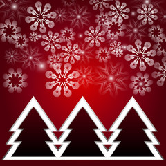 snowflakes and Christmas trees