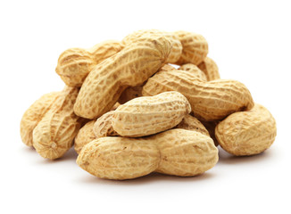 Peanuts on white ground