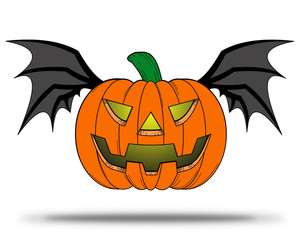 Halloween Pumpkin with bat wings.