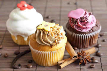 Luxury muffins with cinnamon and anise still life