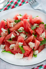 Watermelon salad with feta cheese