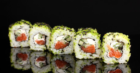 Tasty rolls isolated on black