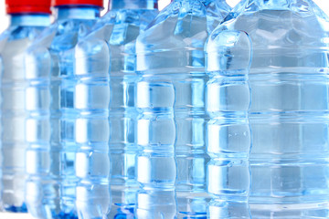 plastic bottles of water close-up
