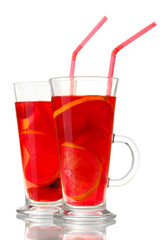 sangria in glasses, isolated on white