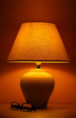 table lamp on brown background