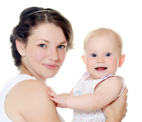 The happy mother with baby