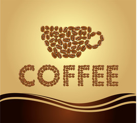 coffee background with cup and beans
