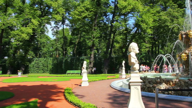 renovated Summer garden park in St. Petersburg Russia