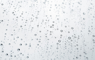 Drops of rain on the inclined window