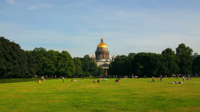 lawn near isaakiy cathedral church in Saint-petersburg