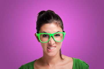 sexy girl with green eyeglasses