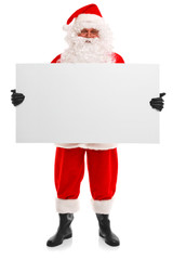 Santa Claus holding a blank sign