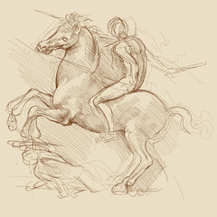 Horse and Rider. Based on drawing of Leonardo da Vinci - 45858215