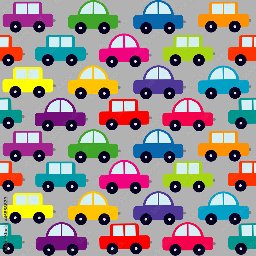 Wall mural Seamless pattern with cartoon cars