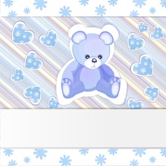 Carte de baby shower bleue avec ours en peluche