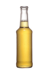 fruit juice beer bottle studio shot with cap isolated on white