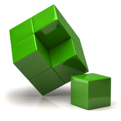 Green business concept. 3d cubes.