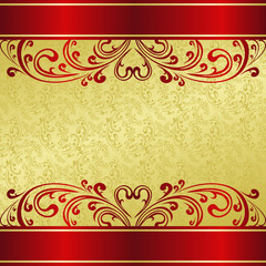 Luxury Background decorated a Vintage ornament: gold and red.