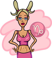 woman cartoon illustration capricorn sign
