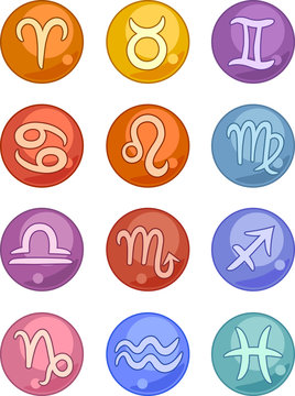 Zodiac horoscope signs icons