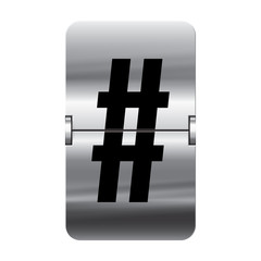 Obraz premium Silver flipboard letter - departure board - hash