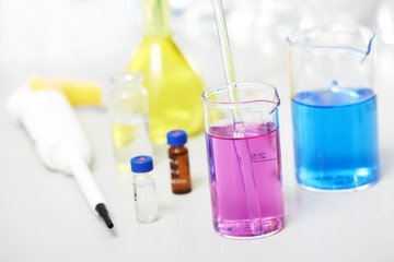 flask in chemistry pharmacy research laboratory