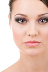 Fototapeta premium Close up of woman beautiful face, isolated on white